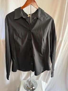 Old Navy Black Stretch Button-Up Shirt